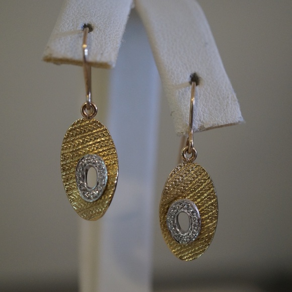 14KTT Gold & Genuine Diamond Earrings